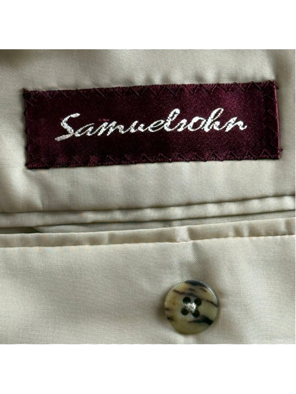 Holt Renfrew Samuelsohn Blazer Men 48R Silk Wool Micro Check Quiet Luxury Beige - Picture 7 of 16